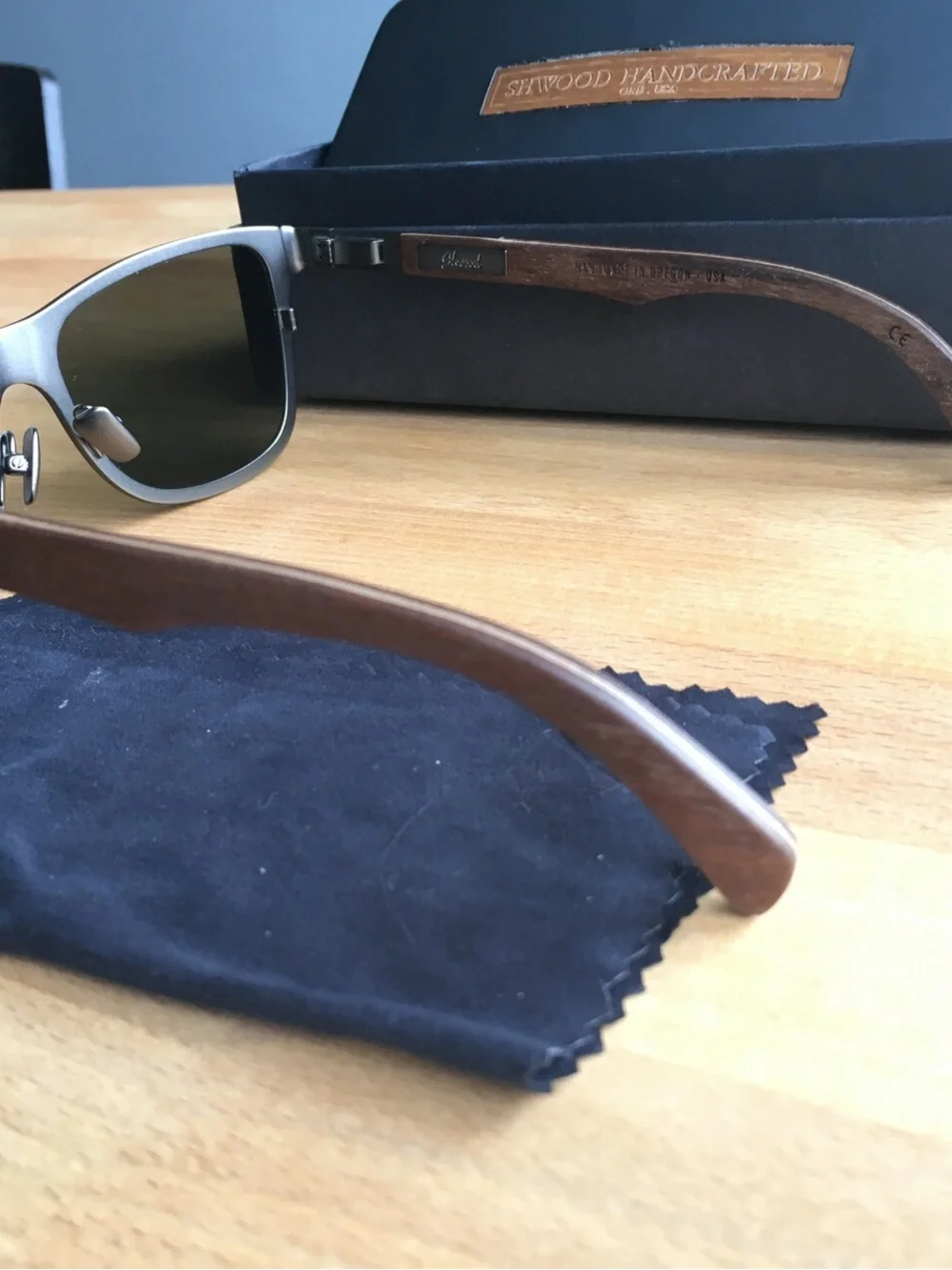 Shwood Handcrafted Canby Titanium and Walnut Polarized Men’s Sunglasses w/case